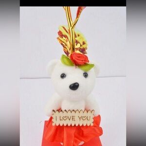 1PC 9.05 inch Box-Packed Rose with Teddy Bear for Valentine's Day Mother's Day